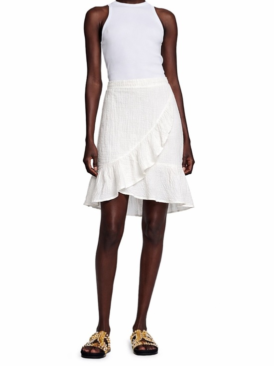 Saks Fifth Avenue Dresses & Skirts - Saks Fifth Avenue White Textured High-Low Ruffle Wrap Skirt